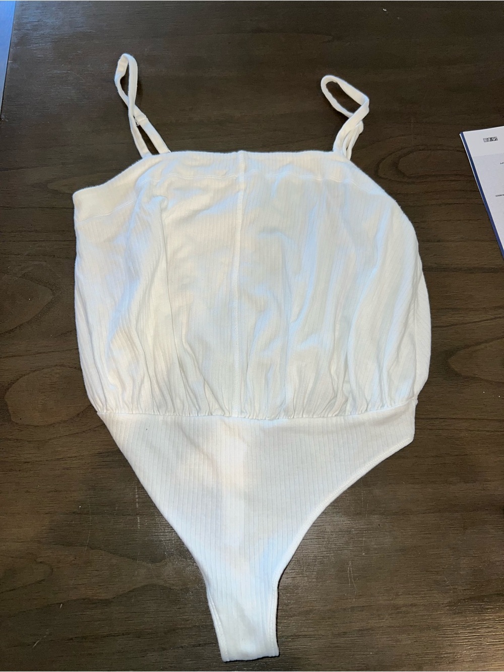 Free People White Ribbed Strap Bodysuit